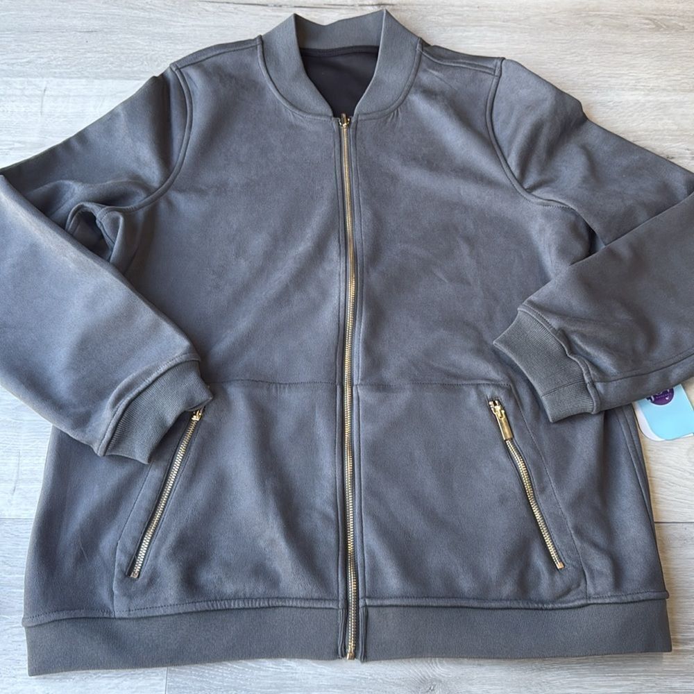 Joy CleanBoss Luxurious Faux Suede Reversible Bomber Jacket NWT in packaging - Picture 4 of 6